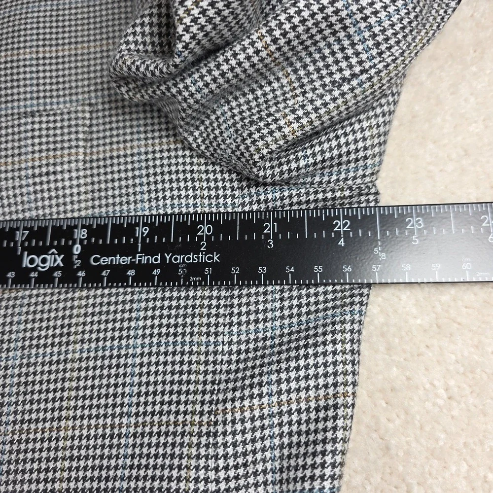 Burberry London Blazer Mens 44L Grey Silk Wool Houndstooth Kensington Sport Coat